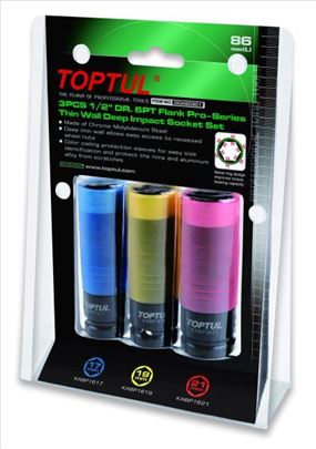 Toptul Set udarnih gedora za alu felne, 1/2"