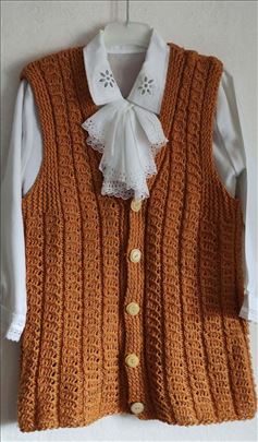 Vintage ručno pleteni prsluk vel. M