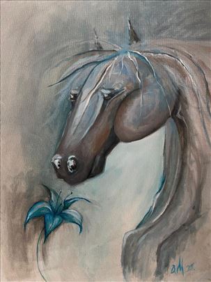 Konj, akril na platnu, 40x50cm, Anastasija Marin