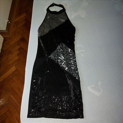 Haljina crna sa šljokicama