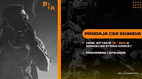 Prodaja cs2 skinova, jeftinije 20% nego na steamu