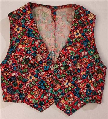 Nov retro unikatni cvetni prsluk vel. S