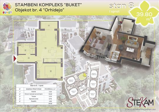 Stambeni kompleks "Buket" 3min hoda od Aqua parka