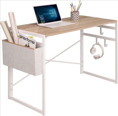 JSB Preklapajuci Radni Sto Beli Sa Drvenom Povrsin