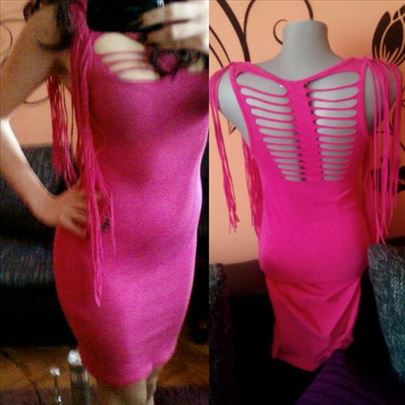 Pink pamucna haljina sa resama