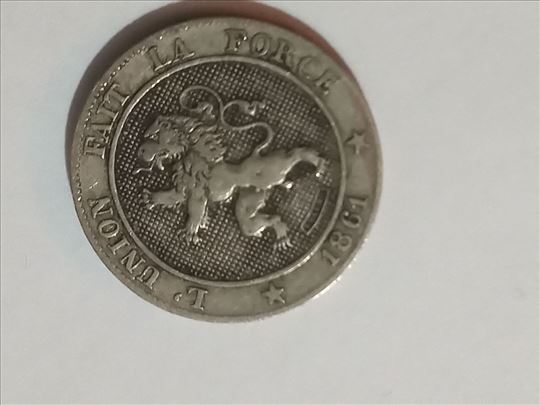 5 centimesa, Belgija,1861. Kralj Leopold