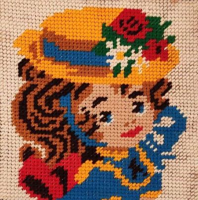 Goblen Devojčica sa šeširom 36x36 cm