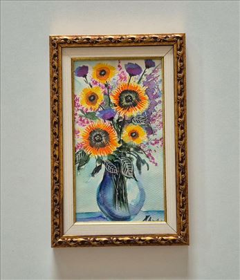 Akvarel - Vaza sa cvećem 3