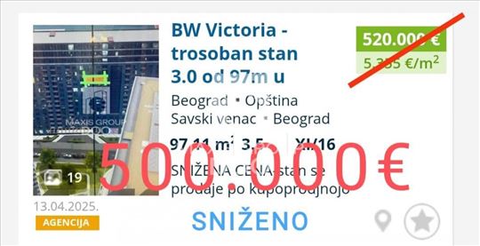 BW Victoria - trosoban stan 3.0 od 97m u izgradnji