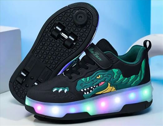 Patike sa točkićima dinosaurus, usb punjive