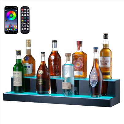 Polica za bar sa LED osvetljenjem  2-slojni 761 mm