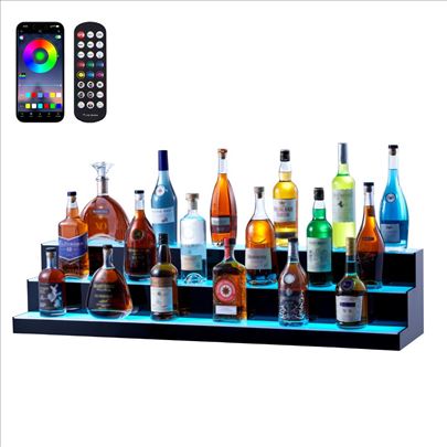 Polica za bar sa LED osvetljenjem 3 police 121 cm
