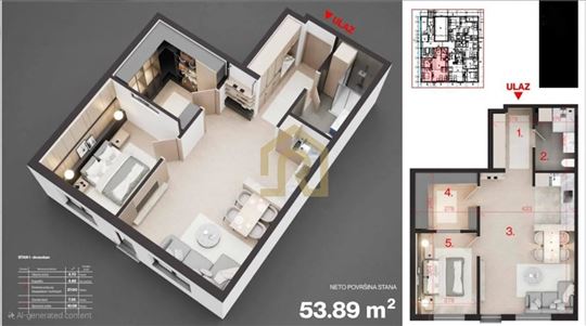 Prodaja, novogradnja stan, Brane Ćosića, 53.38m2, 