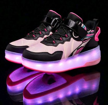 Patike sa točkićima šarene pink, ima brojeva, usb