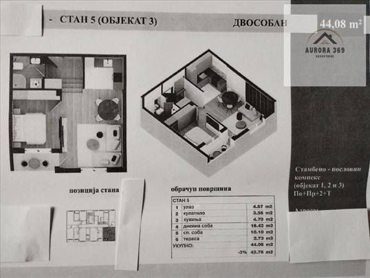 Novi Sad-adice- Dvosoban, 44m2, izgradnja