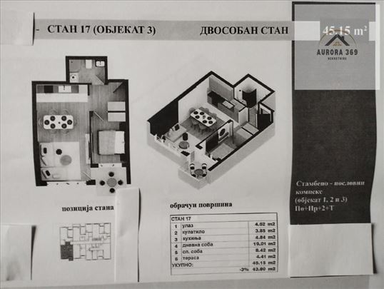 Novi Sad-adice- Dvosoban, 45m2, izgradnja