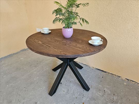 Trpezarijski sto jasen puno drvo okrugli 102 cm