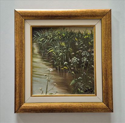 Ulje na platnu - Cveće u jezeru, prelepa slika!