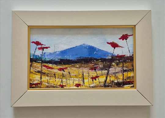 Ulje na platnu - Mali pejzaž sa livade