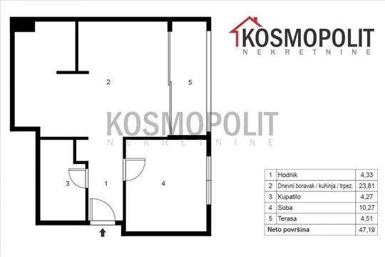 Beograd, Banovo brdo, Stan, 1.5, 47m2