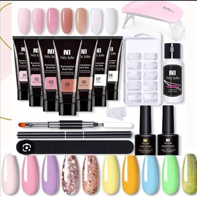 Kompletan set za poli gel tehniku+ 10 grl lakova