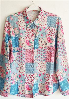 Vintage kao nova bluza sa pacvork dezenom L/XL