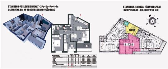 U izgradnji, Ustanička, 60,73m2, IV sprat