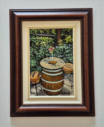 Ulje na platnu - Mesto za vino, prelepa slika!