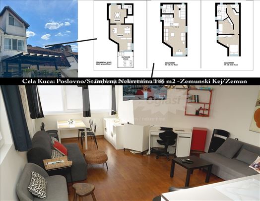 Zemunski Kej Poslovno/Stambena Nekretnina 146 m2  