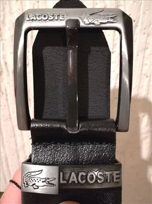 Novi muški kožni markirani kaiš Lacoste crna koža