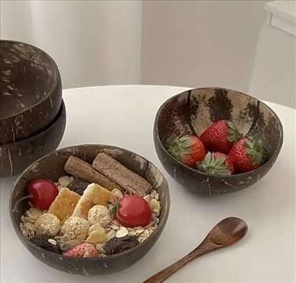 Činije i kašike od prirodnog kokosa zdele za hranu