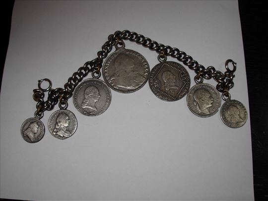 Ogrlica od 7 srebrnjaka, 1762,1790,1884,1807,1800,