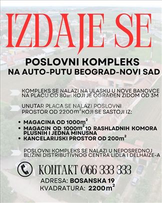 IZDAJE SE poslovni kompleks u N.Banovcima 2200m2