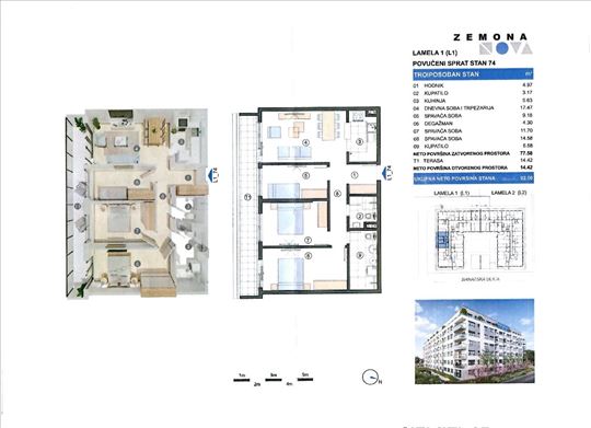 Zemun, Banatska, Zemona, 4.0, 92m2+2 garažna mesta