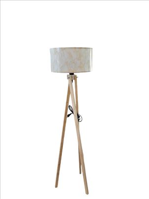 Podna lampa-svetlo drvo/krem mermer