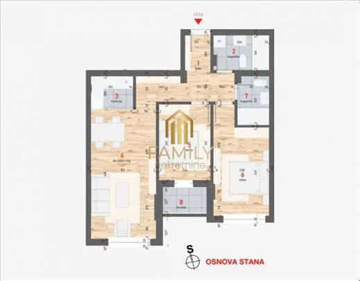 Trosoban stan od 62m² sa dva kupatila – moderan pr