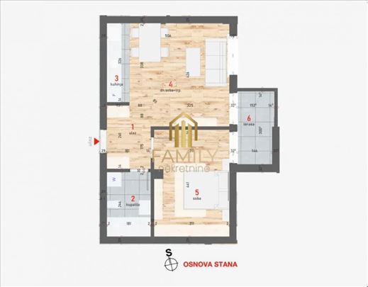Uređen dvorišno orijentisan dvosoban stan od 46m² 