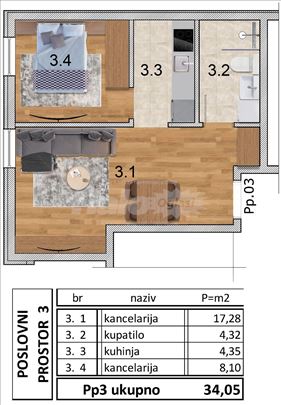 Stan 34 m2 samo KEŠ  kupci