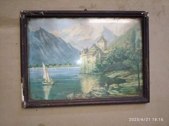Stara slika sa ramom jezero