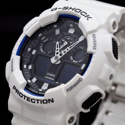 Casio G-Shock GA-100B-7A white black original novo