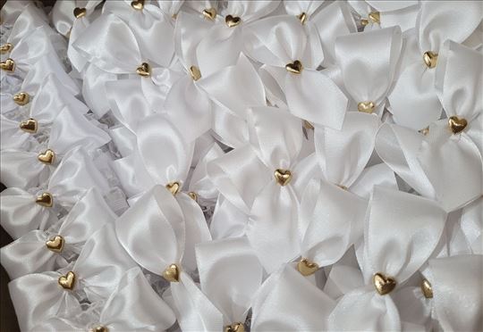 Cvetići za kićenje svatova-bela traka/zlatno srce