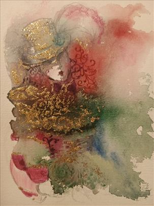 Mala akvarelna slika 1Venecijanske maske14,5/20