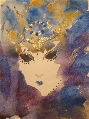 Mala akvarelna slika2 Venecijanske maske 14,5/20