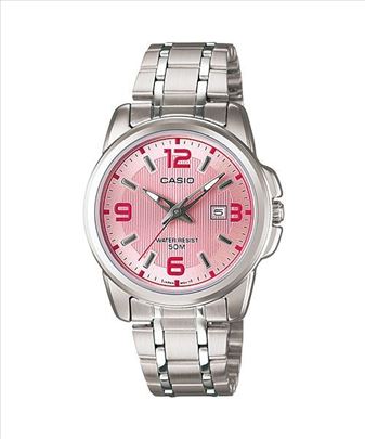 Casio Analog LTP 114D 5A Silver Pink Original Nov