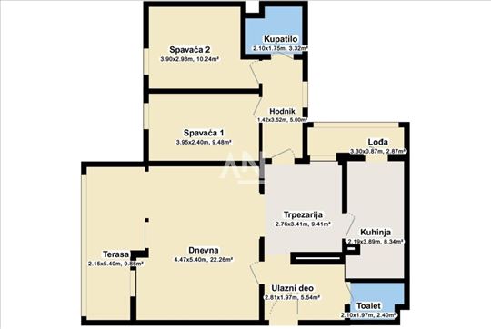Adaptibilan u 4.5-soban stan. Terasa za uživanje. 