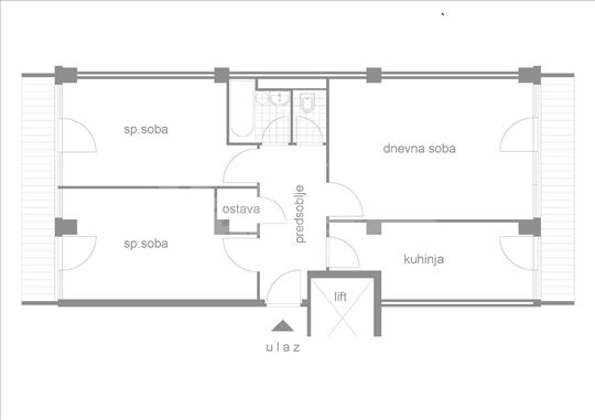 Trosoban kod Hajata, 77m2, dvostran, 2/9