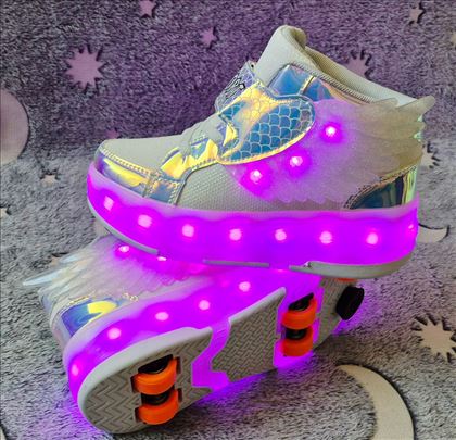 Patike roleri 2u1, šarene, usb punjive,ima brojeva