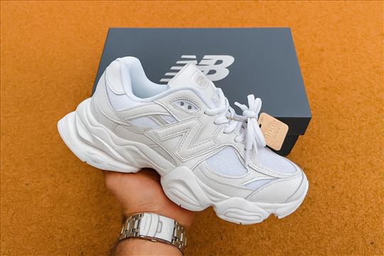 New Balance 9060 Triple White Leather; Nju Balans