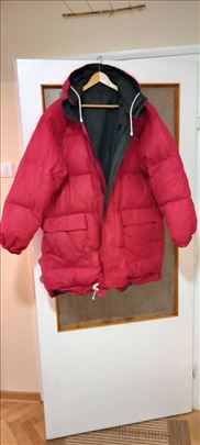 Muška perjana jakna sa dva lica, crno i crveno