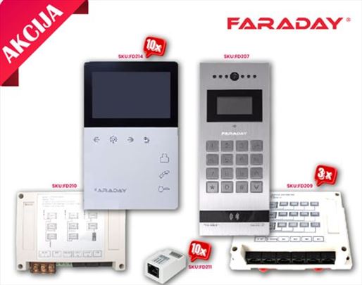 Paket Interfonski video sisitem Faraday za 10 stan
